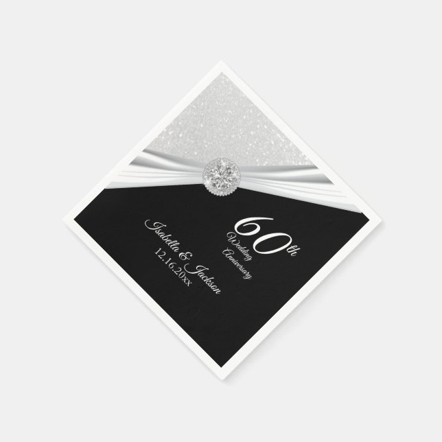 Serviette En Papier 60ème / 75ème Anniversaire de la Parties scintilla (Coin)