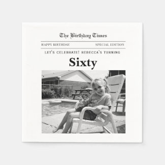 Serviette En Papier 60th Birthday Newspaper Paper Napkins