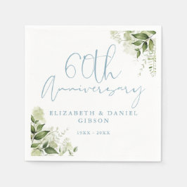 Serviette En Papier 60th Wedding Anniversary Greenery Floral