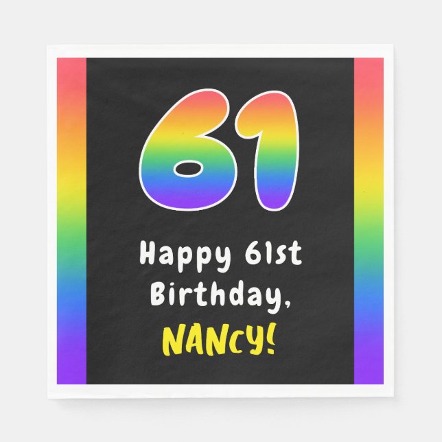 Serviette En Papier 61e anniversaire : Rainbow Spectrum # 61, Nom pers (Devant)