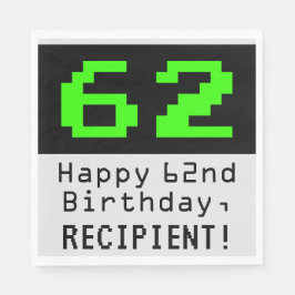 Serviette En Papier 62e anniversaire - Nerdy / Geeky Style "62" & Nom
