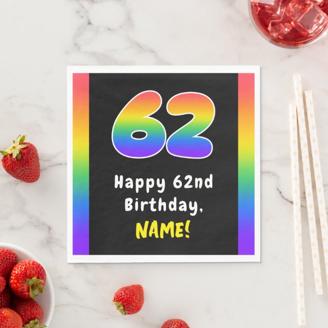 Serviette En Papier 62e anniversaire : Rainbow Spectrum # 62, Nom pers (En situation)