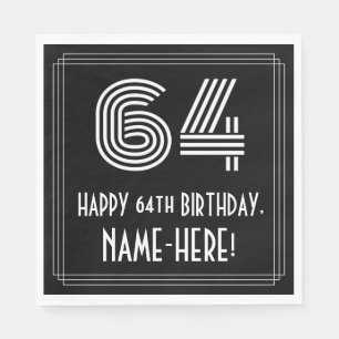 Serviette En Papier 64ème anniversaire : Art Déco Inspiré Look "64" + 