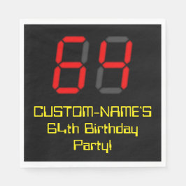 Serviette En Papier 64ème anniversaire : Rouge Digital Horloge Style "