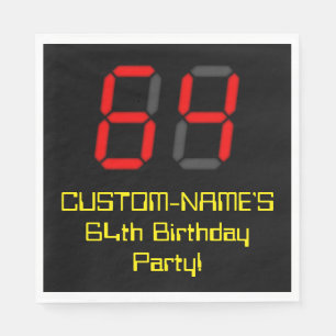 Serviette En Papier 64ème anniversaire : Rouge Digital Horloge Style "