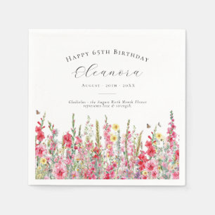 Serviette En Papier 65e anniversaire août Fleur de naissance personnal