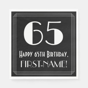 Serviette En Papier 65e anniversaire ~ Art Déco Inspiré "65", Nom