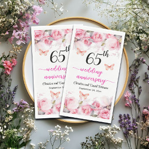 Serviette En Papier 65e anniversaire de Mariage Elegant Blush Roses