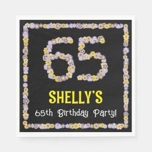 Serviette En Papier 65e anniversaire : Floral Flowers Numéro, Nom pers