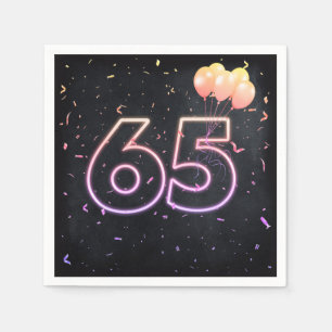 Serviette En Papier 65e anniversaire néon Connexion serviettes noires