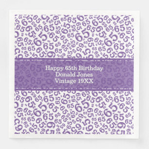 Serviette En Papier 65e anniversaire Numéro d'âge Motif Couple/Blanc