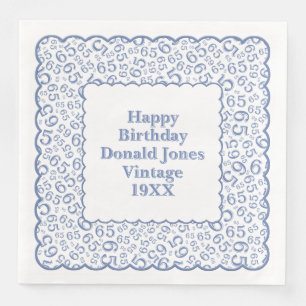Serviette En Papier 65e anniversaire Numéro Motif pétoncles bleu/blanc