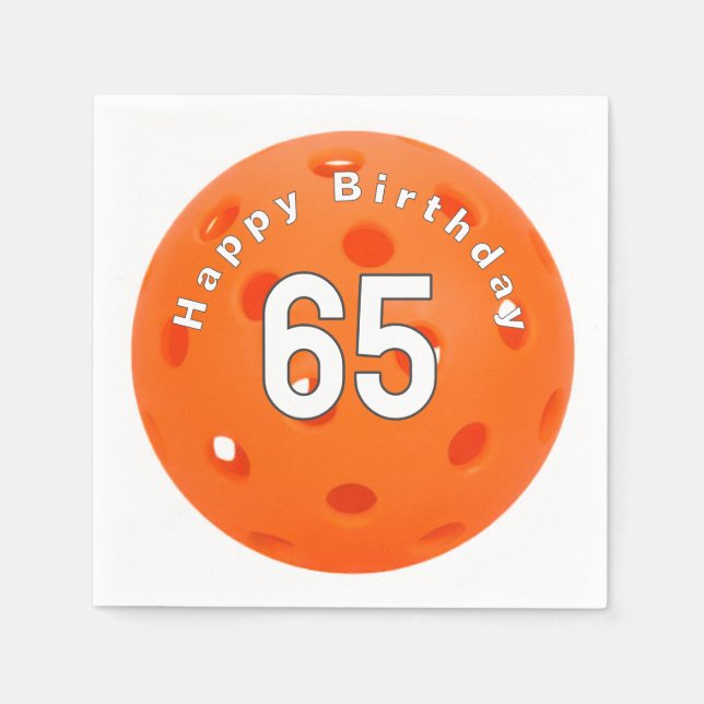 Serviette En Papier 65e anniversaire Orange Pickleball (Devant)