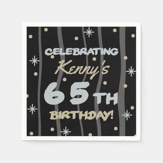 Serviette En Papier 65e fête d'anniversaire Ajoutez votre nom (Devant)