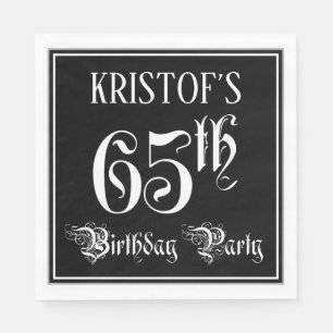 Serviette En Papier 65e fête d'anniversaire — Script fantaisie + Nom p