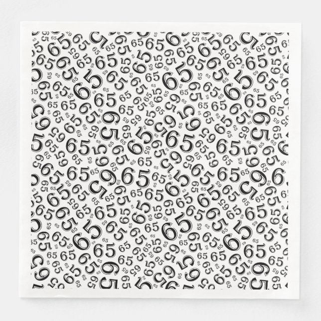 Serviette En Papier 65th Age Random Number Pattern Black/White (Devant)