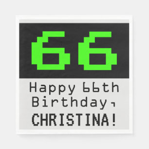 Serviette En Papier 66e anniversaire - Nerdy / Geeky Style "66" & Nom