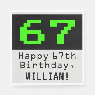 Serviette En Papier 67e anniversaire - Nerdy / Geeky Style "67" & Nom