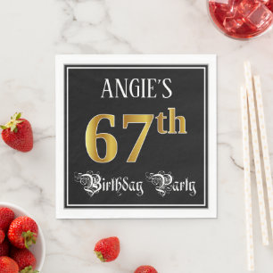 Serviette En Papier 67e fête d'anniversaire — Script fantaisie, Faux G