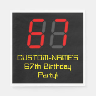 Serviette En Papier 67ème anniversaire : Rouge Digital Horloge Style "