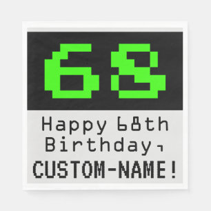 Serviette En Papier 68e anniversaire - Nerdy / Geeky Style "68" & Nom