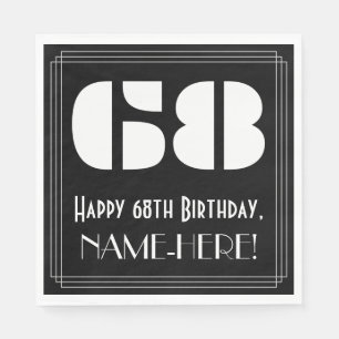 Serviette En Papier 68ème anniversaire : Art Déco Inspiré Look "68" +