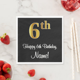 Serviette En Papier 6e anniversaire ~ Elégant luxe Faux Gold Look #
