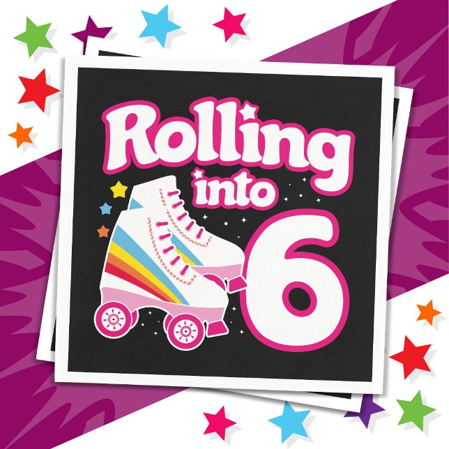 Serviette En Papier 6e anniversaire Roller Skate 6 ans (Créateur téléchargé)