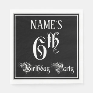 Serviette En Papier 6e fête d'anniversaire — Script fantaisie + Nom pe