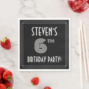 Serviette En Papier 6e fête d'anniversaire : Style Art Déco + Nom pers