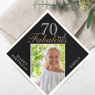 Serviette En Papier 70 and Fabulous Elegant Script Photo 70th Birthday