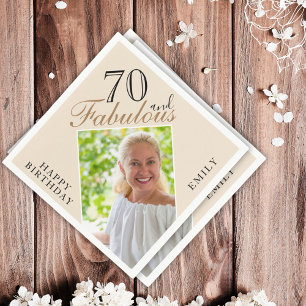 Serviette En Papier 70 et fabuleux Elegant Ecru Photo 70e anniversaire