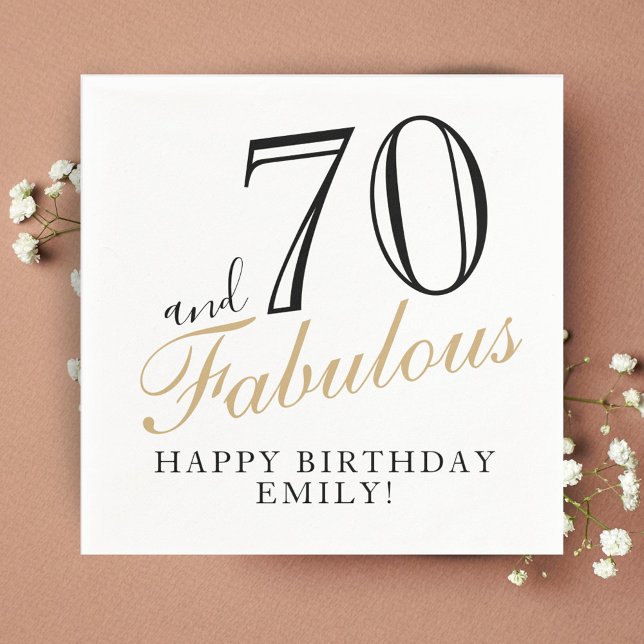 Serviette En Papier 70 et fabuleux élégant script 70e anniversaire (Créateur téléchargé)