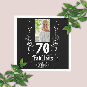Serviette En Papier 70 et Fabulous Foliage Black 70th Birthday Photo