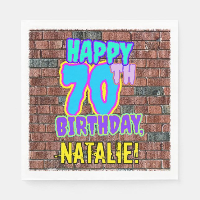 Serviette En Papier 70e anniversaire ~ Amusant, Graffiti urbain inspir (Devant)