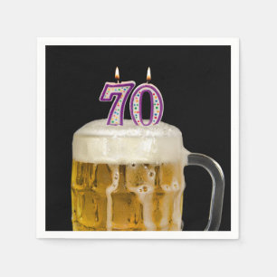 Serviette En Papier 70e anniversaire Bière sur serviettes noires
