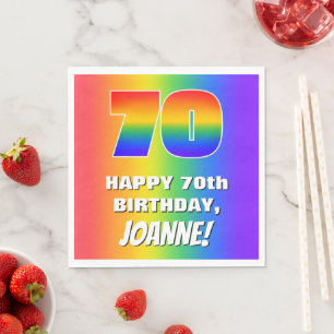 Serviette En Papier 70e anniversaire : coloré, amusant Motif arc-en-ci