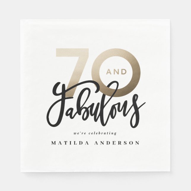 Serviette En Papier 70e anniversaire en faisant 70 look or moderne (Devant)