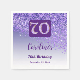 Serviette En Papier 70e anniversaire jolie Parties scintillant violett