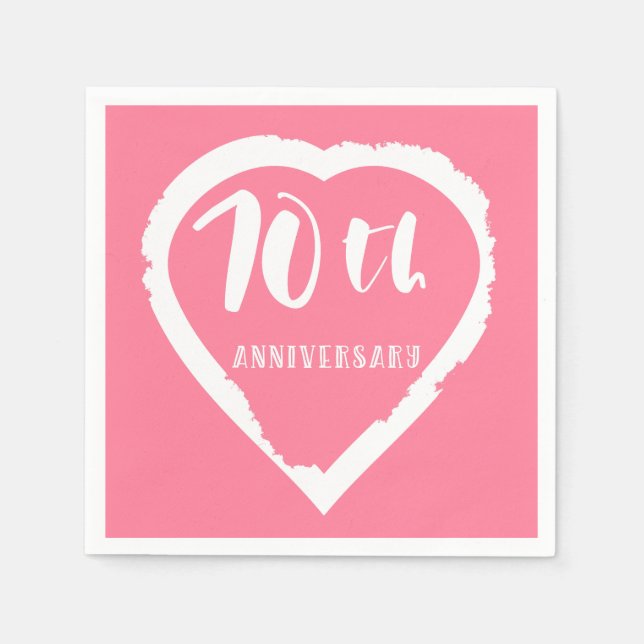 Serviette En Papier 70e anniversaire mariage coeur (Devant)