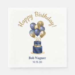 Serviette En Papier 70e anniversaire Marine Blue Balloon Cake