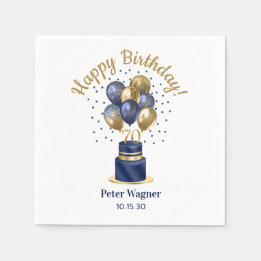 Serviette En Papier 70e anniversaire Marine Blue Balloon Cake