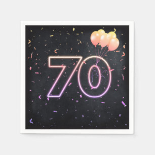 Serviette En Papier 70e anniversaire néon Connexion serviettes noires
