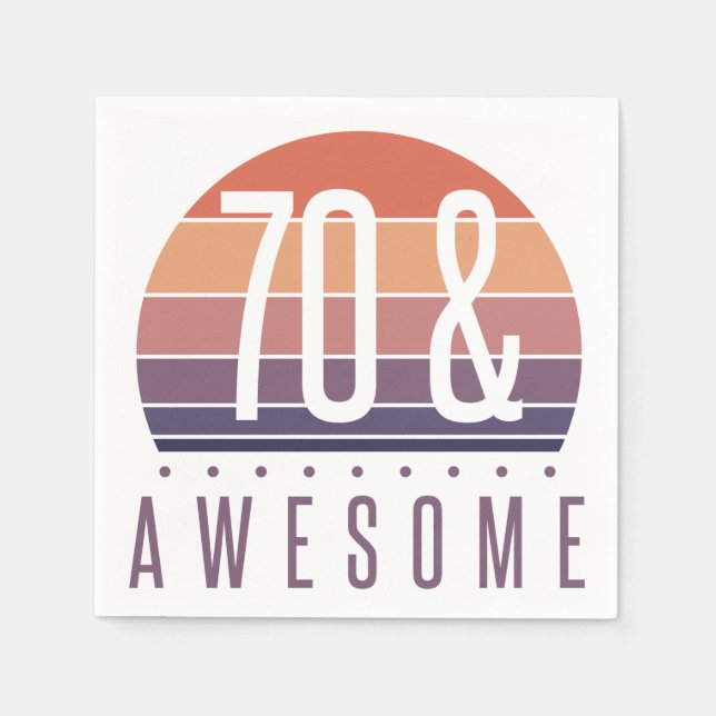 Serviette En Papier 70e anniversaire Retro Sunset (Devant)