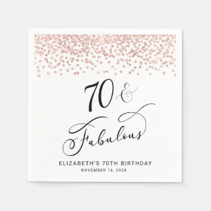 Serviette En Papier 70e anniversaire Rose Parties scintillant d'or
