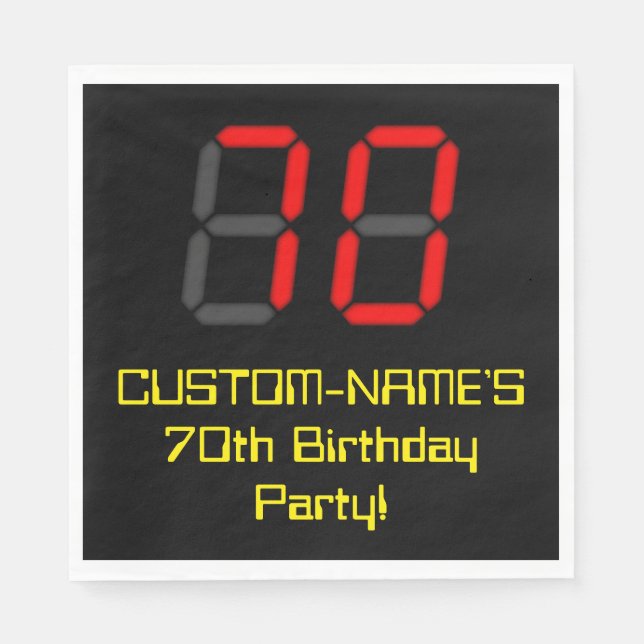 Serviette En Papier 70e anniversaire : Rouge Digital Clock Style "70"  (Devant)