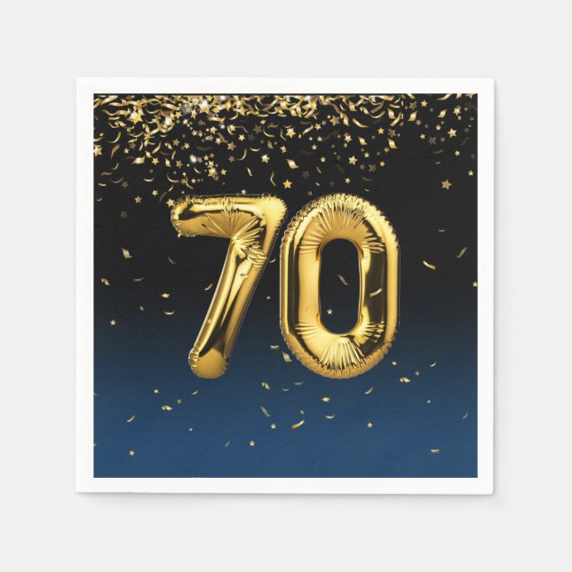 Serviette En Papier 70e Ballons d'or et serviettes Confetti (Devant)