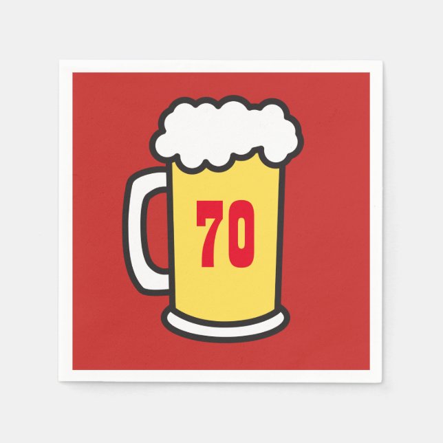Serviette En Papier 70e Jalon Anniversaire Bière Serviettes (Devant)