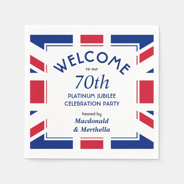 Serviette En Papier 70e Platinum Celebration UNION JACK Paper (Devant)