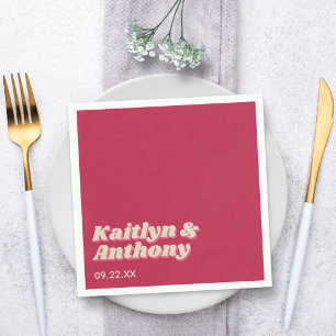 Serviette En Papier 70's Retro Super Viva Magenta Mariage